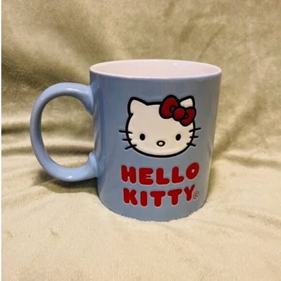Hello Kitty Double Sided Pose Large 20oz Periwinkle Blue Ceramic Mug- NEW - Picture 3 of 6